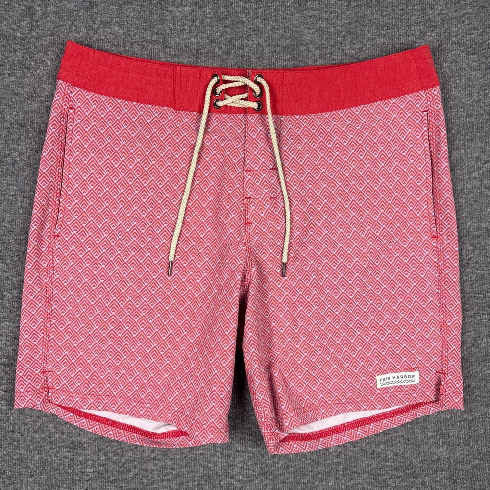 Fair Harbor Board Shorts Mens 34 Unlined‎ Swim Surf Nautilus Waves Drawstring